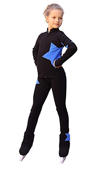 IceDress Figure Skating Outfit - Star (with Pants) (Black with Blue)