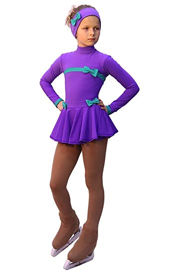 IceDress Figure Skating Outfit - Bows (Purple and Mint)