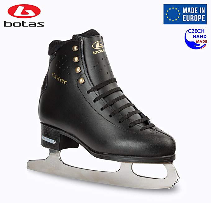Botas - Model: CEZAR/Made in Europe (Czech Republic) / Figure Ice Skates for Men, Boys/Leather Stretchy Cuff/Spirit Blades