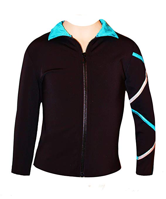 Ice Fire Figure Skating Criss Cross Jacket - Silver/turquoise