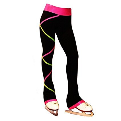 Ice Fire Figure Skating Criss Cross Pants - Pink/Lime