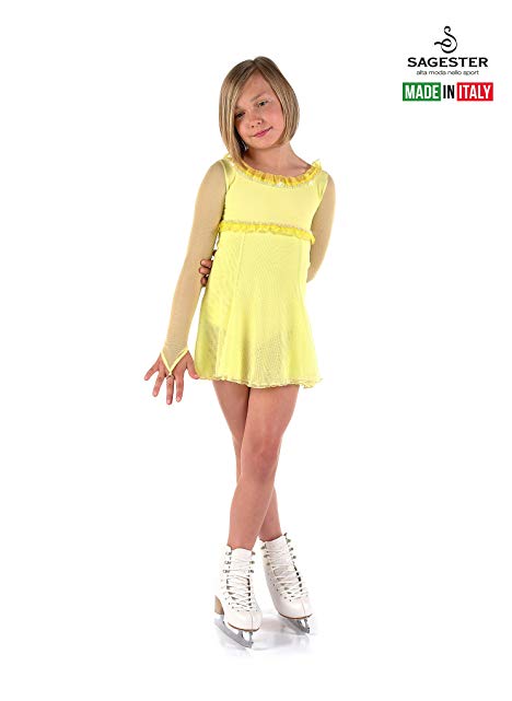 Sagester # 169 / Italy Hand-Made/Figure Ice Skating Dress/Shiffon Sleeves