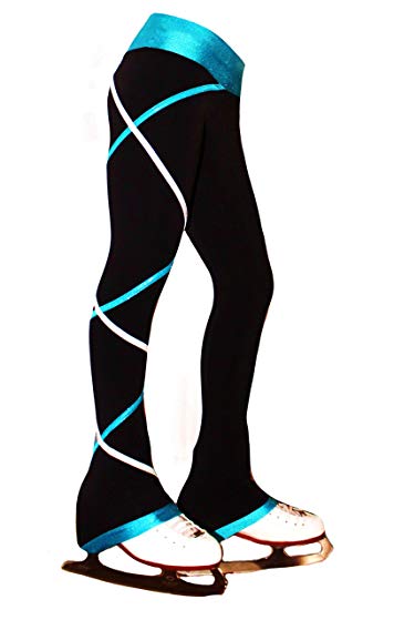 Ice Fire Figure Skating Criss Cross Pants - Silver/turquoise