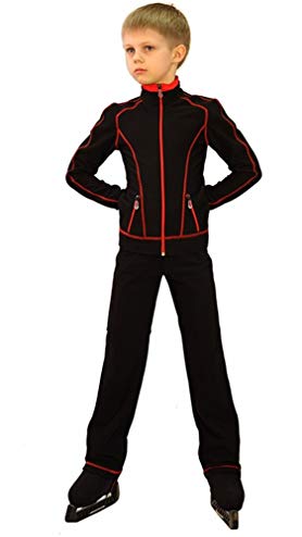 IceDress Figure Skating Outfit - Todes for Boys(Black with Red Line)
