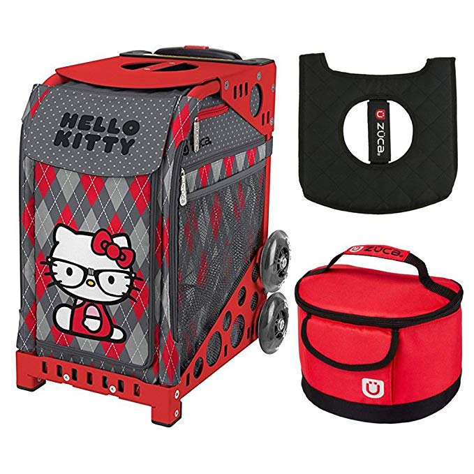 Zuca Geek Chick Sport Insert Bag & Red Frame w Lunchbox and Seat Cushion