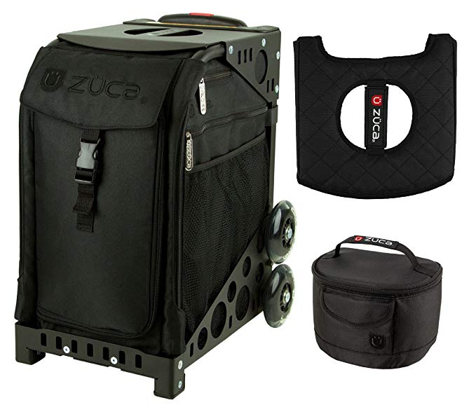 Zuca Sport Bag - Stealth with Gift Lunchbox and Seat Cover (Black Non-Flashing Wheels Frame)