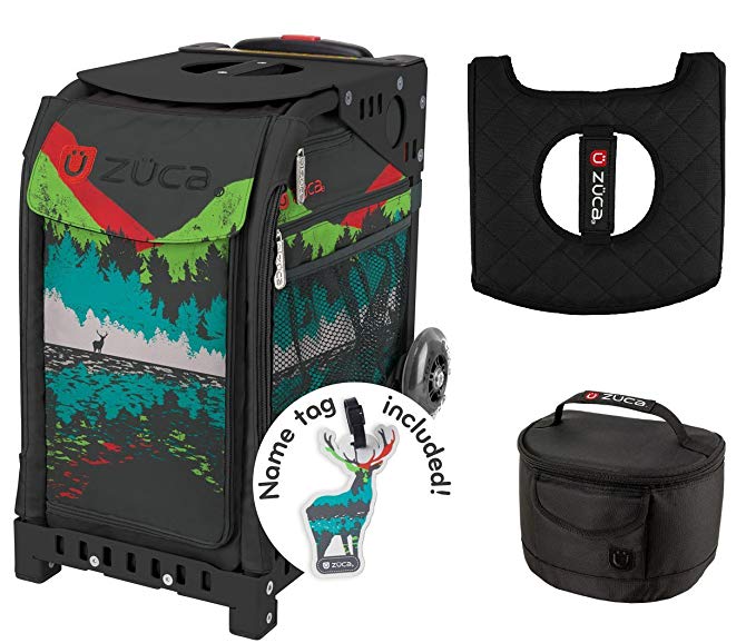 ZUCA Sport Bag - Into the Woods with Gift Lunchbox and Seat Cover (Black Non-Flashing Wheels Frame)