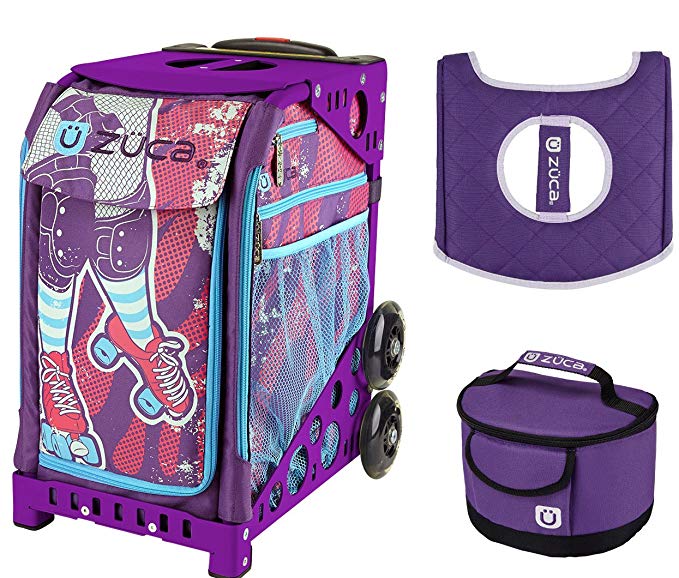 Zuca Sport Bag - Roller Girl with Gift Lunchbox and Seat Cover (Purple Frame)