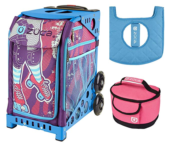Zuca Sport Bag - Roller Girl with Gift Lunchbox and Seat Cover (Blue Frame)