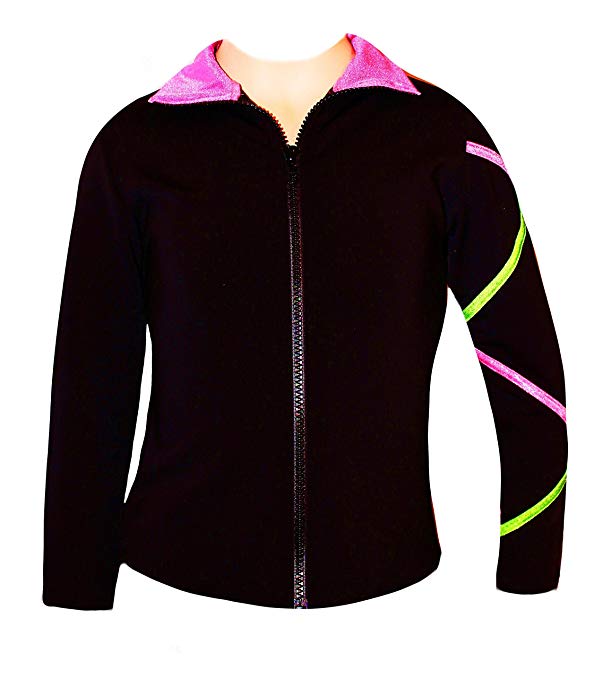 Ice Fire Figure Skating Criss Cross Jacket - Pink/lime